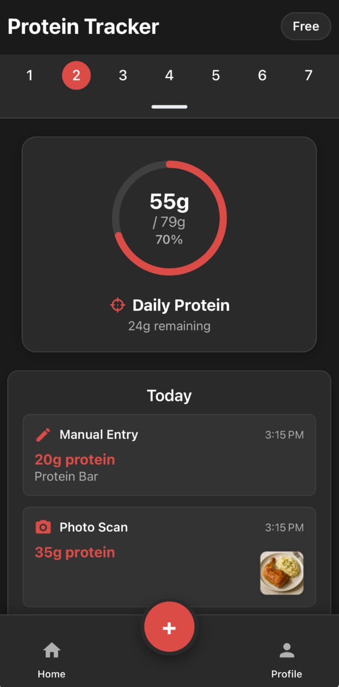 Protein Tracker App - Daily Progress Dashboard