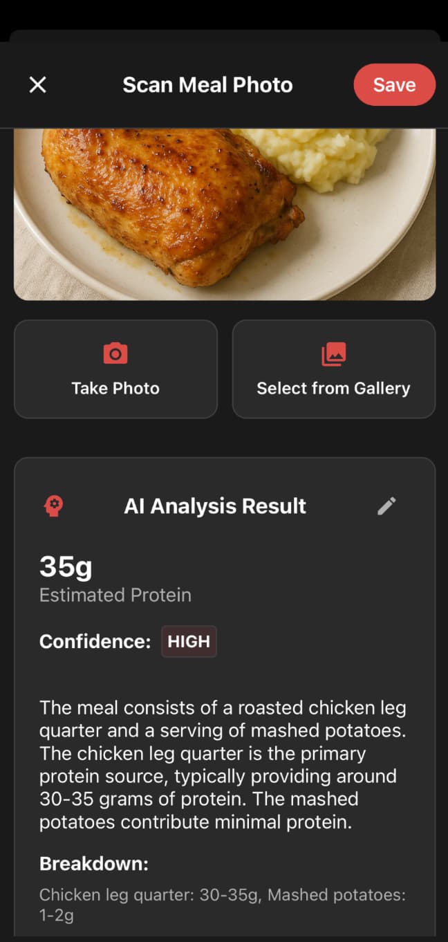 Protein Tracker App - AI Analysis Results