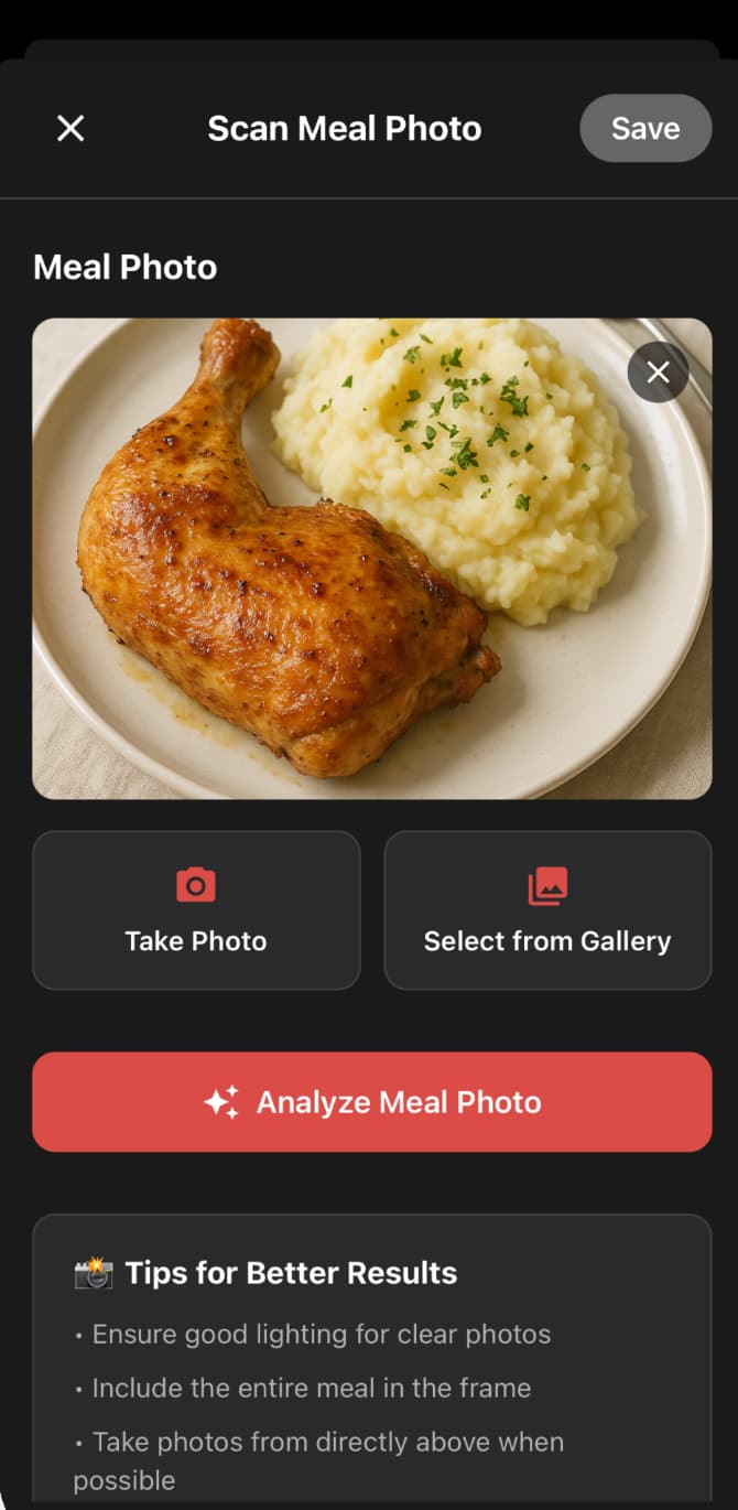 Protein Tracker App - Scan Meal Photo